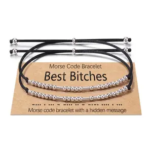 Morse Code Bracelets for Women Men, String Bracelets, Inspirational Bracelets for Best Friend Unbiological Sister Daughter Niece Adjustable Bracelets(Sheet)