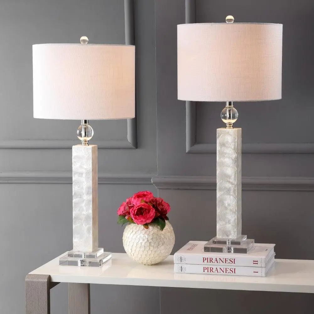 JONATHAN Y Bailey LED Seashell Table Lamp , for bedroom, living room, foyer, hallways, dining room, dorms