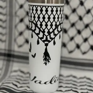 Kufiya Tumbler Tumbler with Straw - Travel Coffee Mug With PBA Free Lids - Slim Vacuum Insulated Tumblers Keep Hot and Cold - Great for Home,