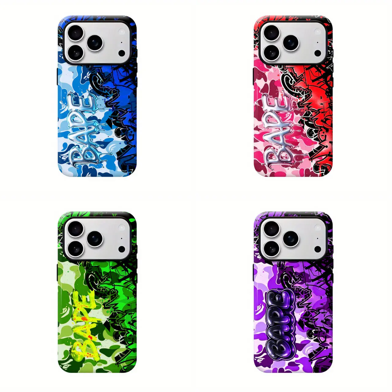 Cool-B-ape Protective Camo Streetwear Phone Case 2D Suitable for iPhone 11-17 ProMax/Plus and Samsung Galaxy S23FE/22/23Impact Resistant Hard Case with ImpactDispersion Technology & Flexible Rubber LinerGlossy Finish UV Protected 2-Piece Design