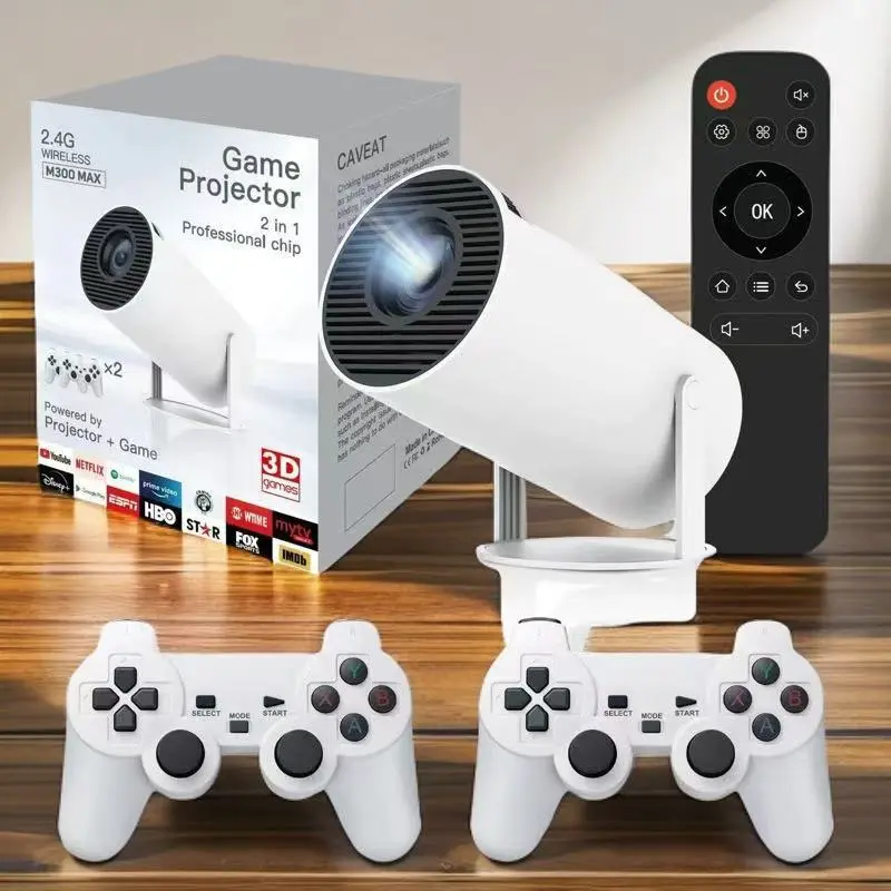 4K Game Projector, Android 11.0, 2.4G/5G WiFi, Auto Keystone, 180° Rotatable, Portable for Home & Outdoor
