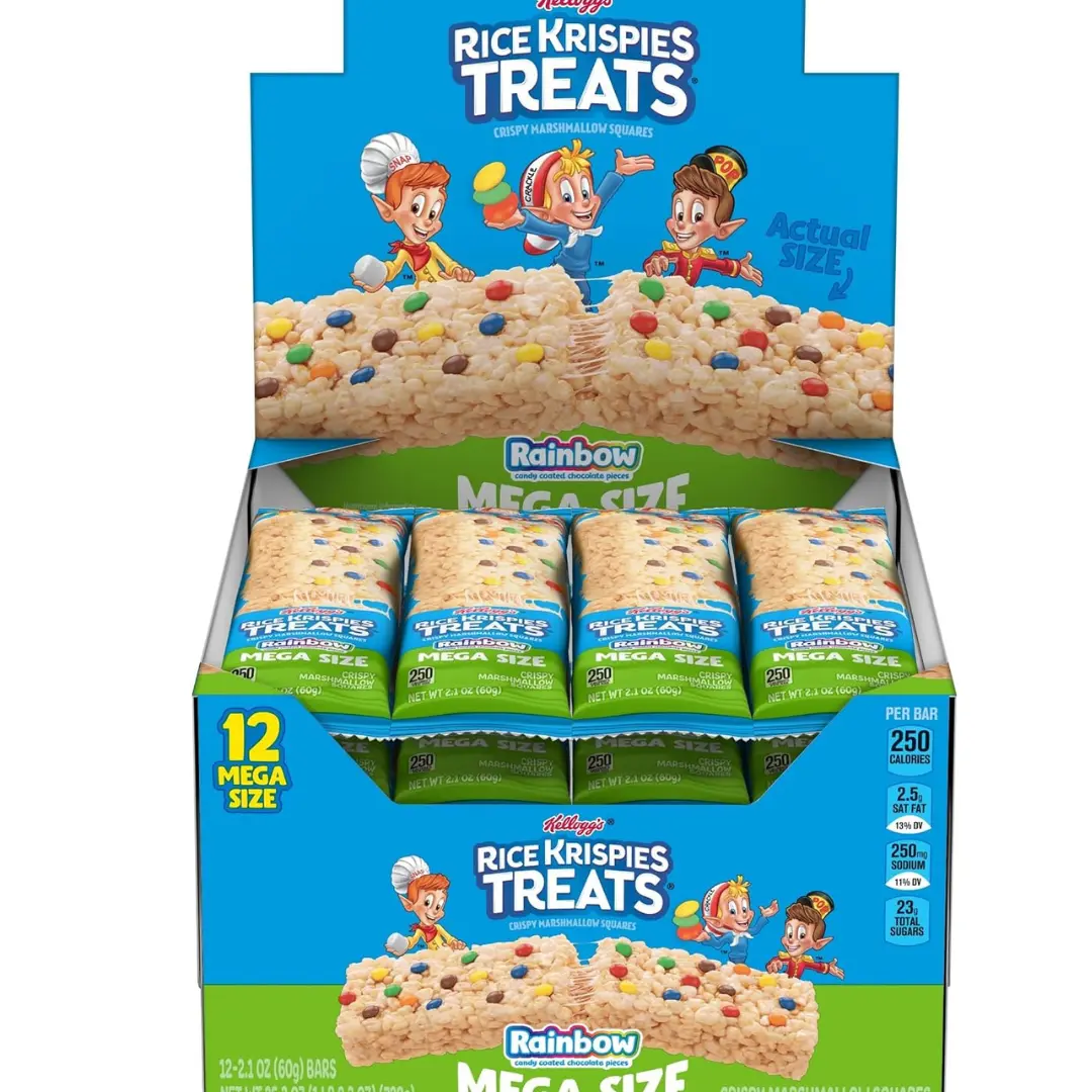 Rice Krispies Treats Mega Rainbow Bars - Large Marshmallow Snack Bars, 12 Count