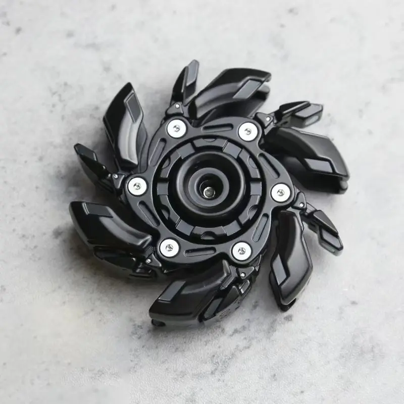 Magnetic Deformable Fingertip Spinner Fidget Gadget - Dual-Axis Metal Blades, 2.5-Minute Spin Time, Premium Portable Steel EDC Stress Relief Decoration, Steel Finger Slider for Commuting, Luxury Desk Gift for Husband