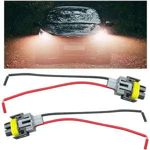 Fog Light Harness Connector with Wire, Automotive Accessories Replacement, H8/ H9/ H11 Fog Light Harness Connector for Fog Light High Low Beam Bulb, Waterproof Pigtail Adapter Plug (2 PCS)