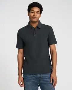 Express Textured Geo Block Cotton-Blend Polo