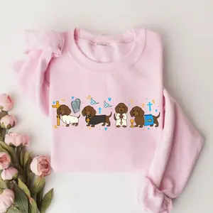 [Ship From US] PRINTED Dachshund Jesus Christian Sweatshirt, Wiener Dog Holiday Sweater, Cute Sausage Dog Christian, Funny Pet Lover Dog Mom Binle Verse, Gift
