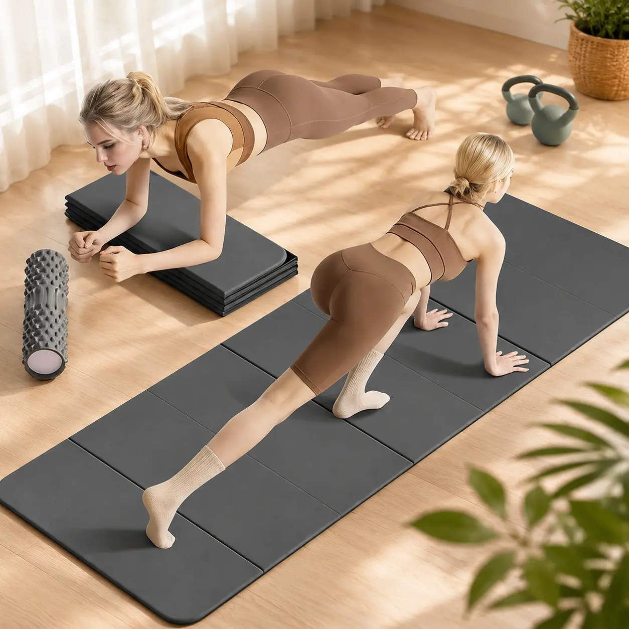 Foldable Yoga Mat Mute Eco Friendly Folding Travel Fitness Exercise Double Sided Non-Slip For Pilates & Floor Workouts Dance