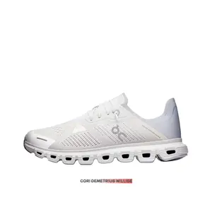 White Breathable Mesh Cushioned Running Shoes, Modular Hollow Outsole with Streamlined Upper Design