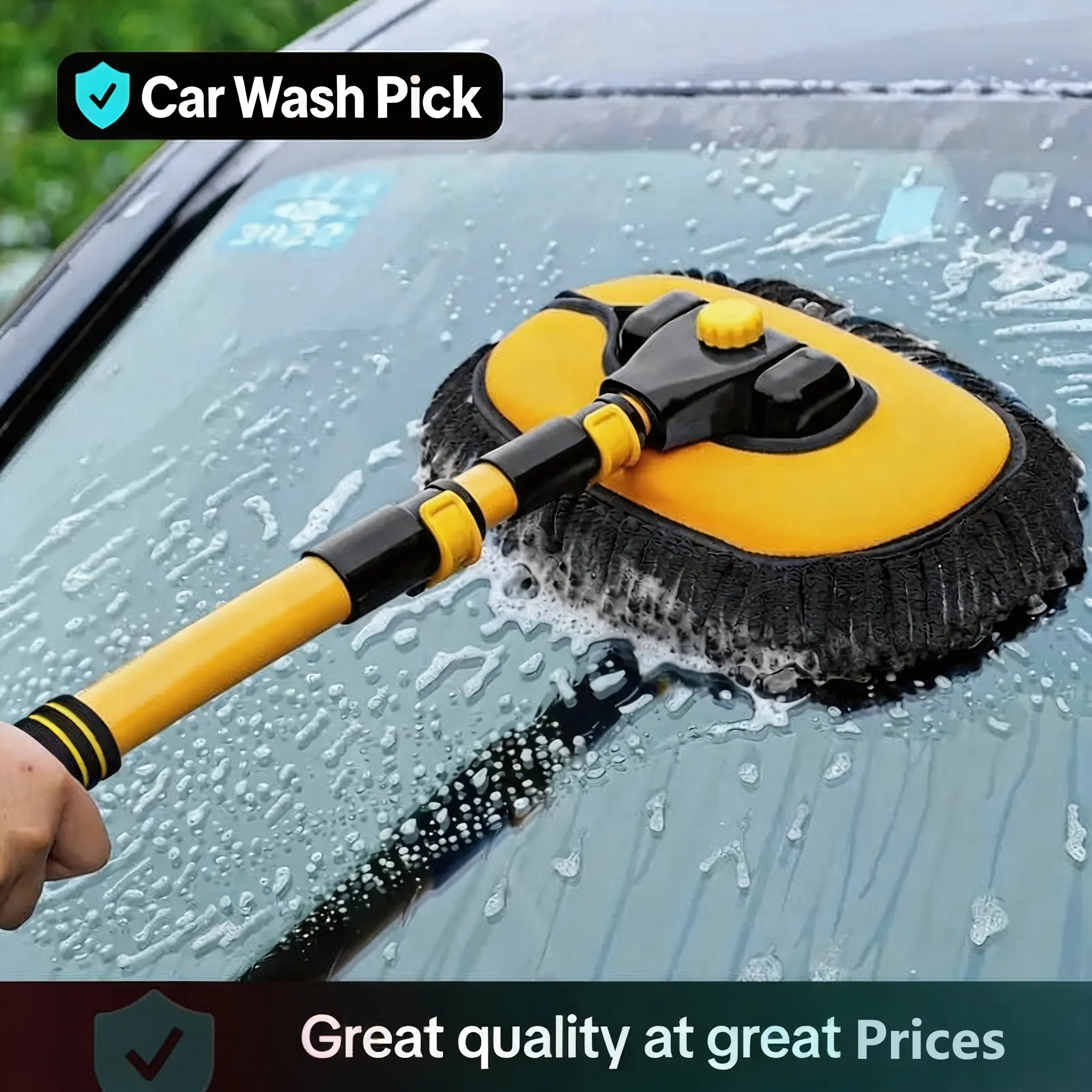 【DealsForYouDays】43'' Long Handle Car Wash Mop, 15° Ergonomic Design, Microfiber Material, Avoid Scratching, Retractable Aluminum Pole(Durable), Suitable for Cars, Truck, SUV and Home Cleaning - Car Wash Accessories! Car Wash Tool Car Cleaning Supplies