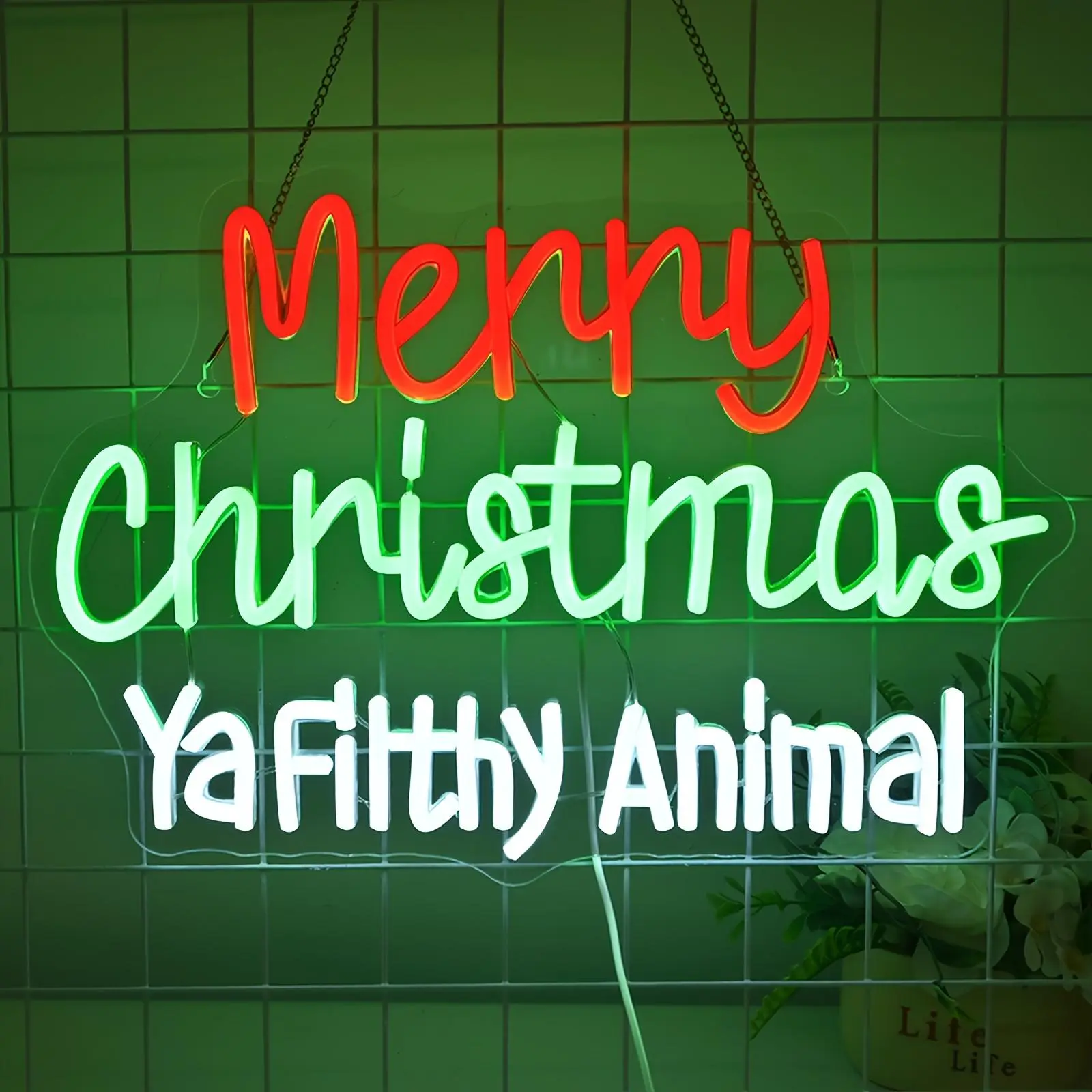 Merry Christmas Neon Sign, 1 Count USB Powered LED Neon Light, Led Signs, Decorative Light for Home, Office, Shop, Coffee Shop, Restaurant, Window Wall Hanging, Room Decor, Light Up Sign