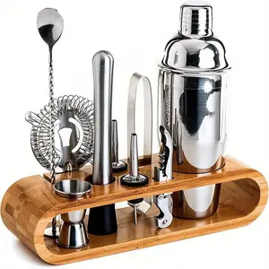 10-Piece Bar Tool Set, Stainless Steel Cocktail Shaker Kit with Base, 750 Ml, Perfect for Home and Bar, Ideal Gift for Holidays