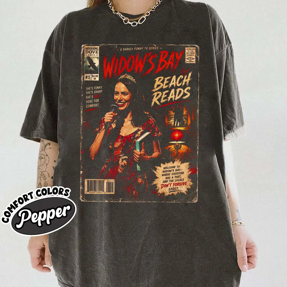 Widow's Bay Beach Reads Shirt, Horror TV Series Tee, Comic Cover Graphic Tee, Gothic Book Lover Shirt, Dark Humor Fan Gift