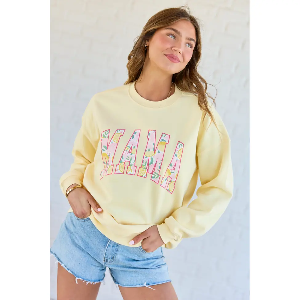 Mama Block Lemons Yellow Graphic Sweatshirt