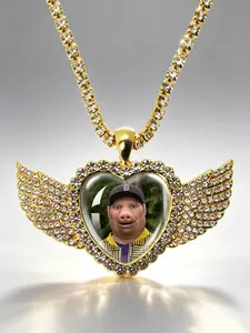 John Pork Meme Necklace, Iced Out Angel Wing Pendant with Tennis Chain, Funny "John Pork is Calling" Jewelry, Hip Hop Bling Gift for Men Women Teens