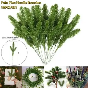 30pcs Artificial Pine Picks Branches Green Plants Pine Accessories for Garland Needles Wreath Christmas and Home Garden Decor