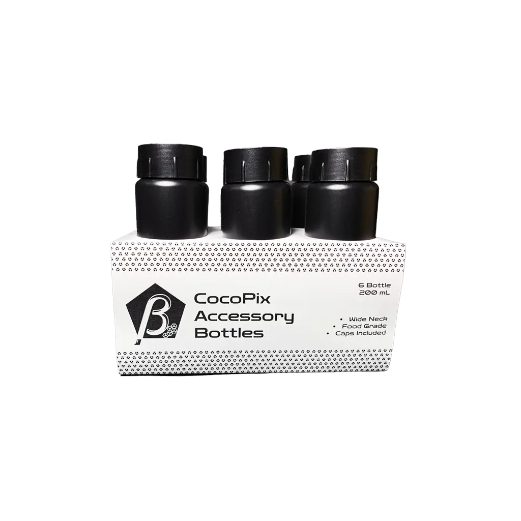 CocoPix Accessory Bottles - Food Grade High Density Polyethylene (HDPE) Wide Mouth Bottle  BPA-Free. 200ml (7oz), Opaque,Pack of 6