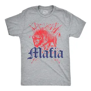 Mens Buffalo Mafia T Shirt Funny Football Graphic Novelty Tee for Guys Mens Funny T Shirts Cool Vintage Fashion T-Shirt Gift Classic Menswear Vintage Apparel for Men Funny Football Short Sleeve Novelty Tees for Light Grey