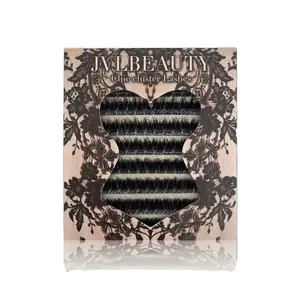 JVLBEAUTY 【Top Diva】 Segment Individual Cluster False Eyelashes, Voluminous & Curly, Euro-American Style, Beginner-Friendly, Extra Long D Curl, Vacation-Ready
