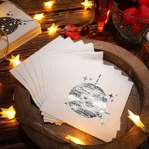 25 sheets /1 pack party supplies cocktail napkins Disco party cocktail napkins fashion disposable Festival Party Tableware 70's 80's 90's party napkins engagement birthday graduation baby bath supplies