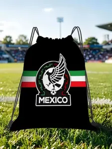 1 pc Mexico Football Print Drawstring Bags Men Women Storage Backpack Teenager Travel Bag Multi-function Pocket Match Day Essentials
