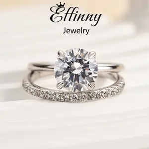Effinny Jewelry 2.0ct Round Cut Wedding Ring Set In S925 Sterling Silver,5A Cubic Zirconia Promise Ring, Bridal Rings Set for Women Outdoorfun