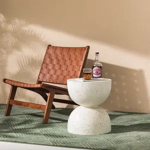 Glitzhome 17.75"H MGO Faux Terrazzo Multi-functional Garden Stool - Plant Stand, Accent Table for Home Improvement & Garden Decor