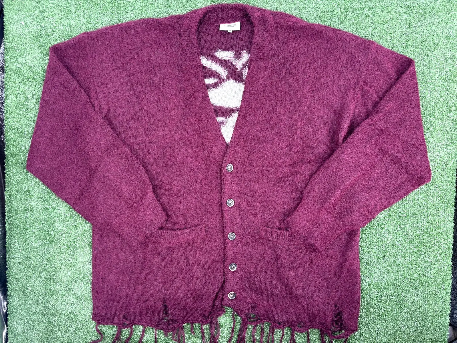 BAPE BLACK Japan Distressed Cardigan, Burgundy, Size XL (Retail $753)