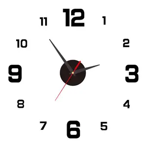 3D Creative Frameless DIY Wall Hanging Clock Wall Stickers Home Mute Digital Clock Living Room Office Wall Decoration Does not apply