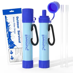 Purewell Outdoor Water Filter Straw Personal Water Filtration Emergency Survival Gear for Camping Hiking Climbing Backpacking Travel