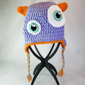 Custom Handmade Crochet Monster Hat - Acrylic Yarn, Stretch Fit, Unisex Design, Fashion Accessory