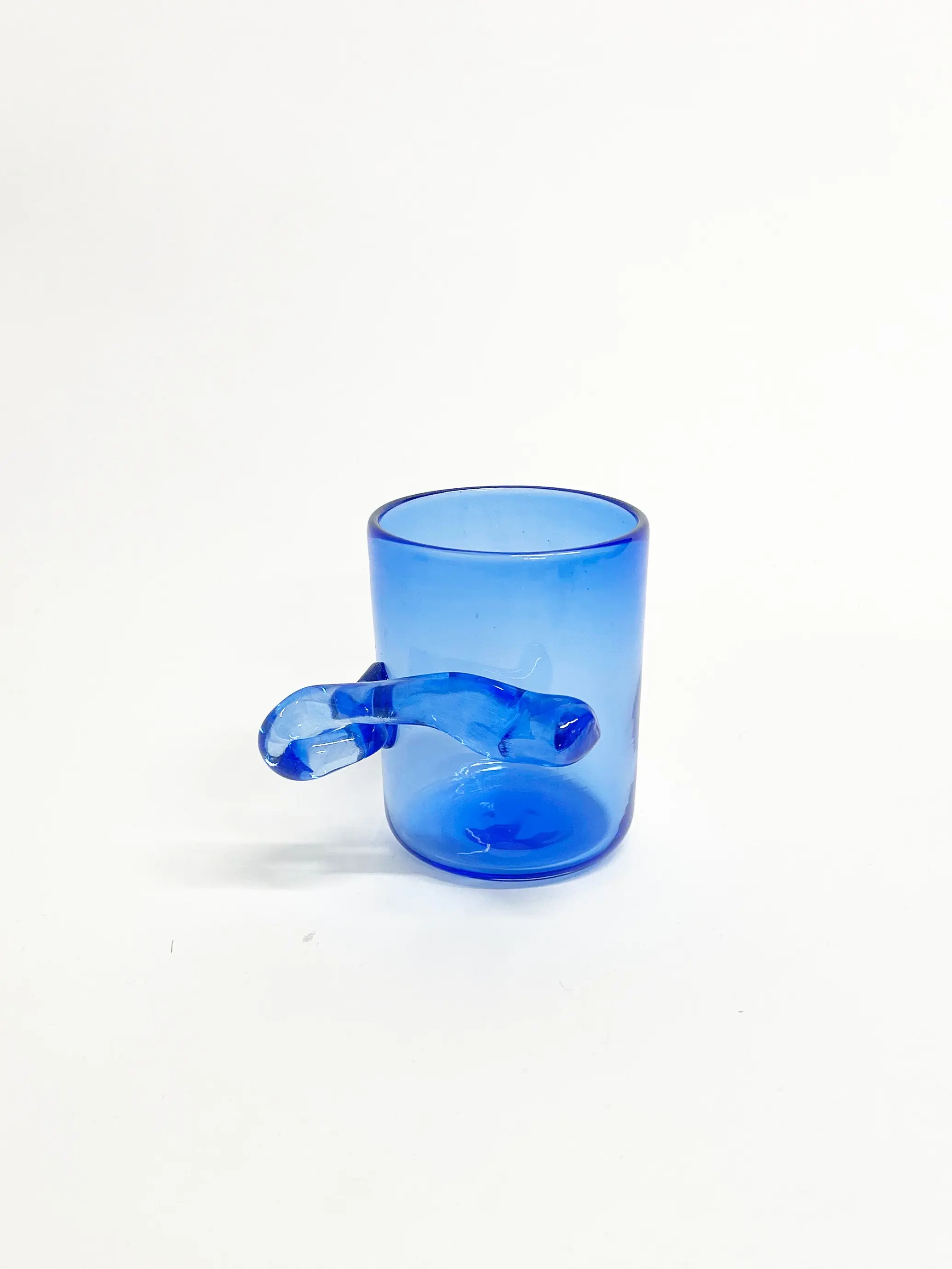 Sticky Glass Dribble Cup #1 - Blue Hand Blown Glassware - Drinkware