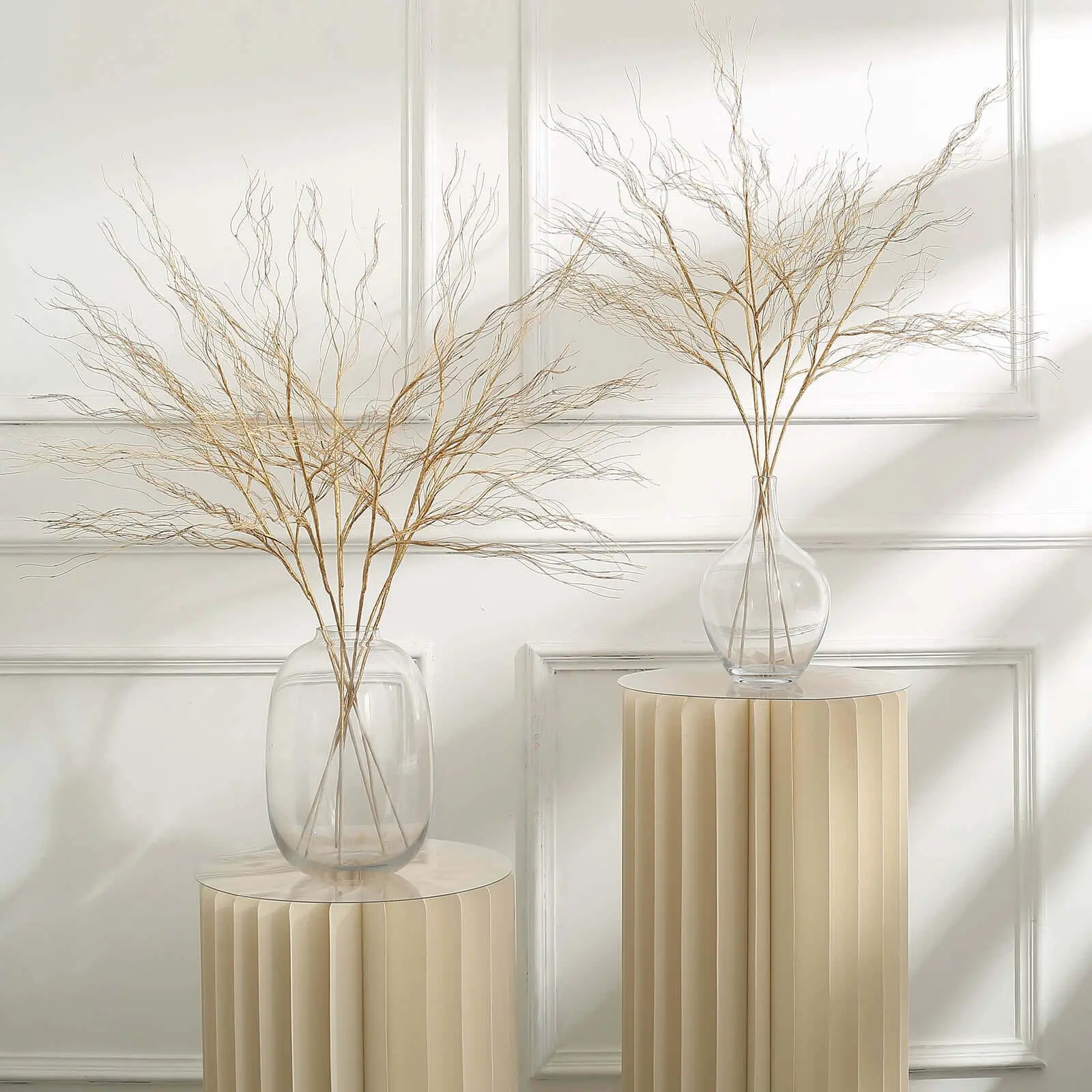 4-Pack 39" Metallic Gold Artificial Curly Willow Branches Bendable Faux Twig Vase Fillers