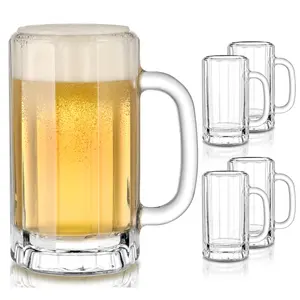 Libbey Heidelberg Glass Beer Mug Set, German Beer Glasses Set Of 4 to Serve Ales and Lagers, Freezer Beer Mugs for Birthdays, Housewarming Parties