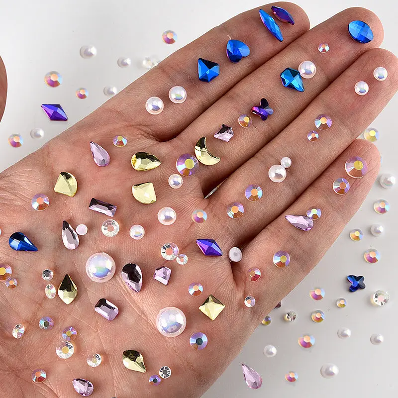 Aura Mixed Embellishment Gem Bags | Shaped Diamonds, Rhinestones & Pearls