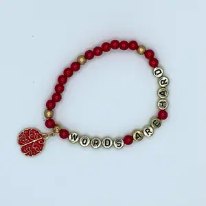 Words are hard beaded stretch bracelet handmade charm bracelet