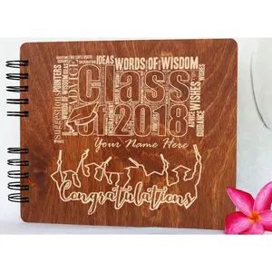 Graduation Gift Wooden Guest Book Rustic Personalized Class of 2022 Wood Graduation Decoration Supplies Guestbook Photo Album