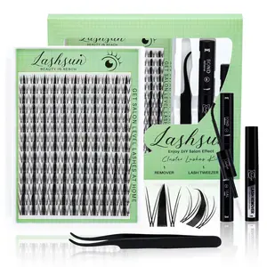 Curl Wispy Individual False Eyelash with Tools Kit, Cosmetic Eyelash Extension, 1 Set Natural Look Eyelash Extensions, Self Grafting Curl Eyelashes, Wispy Eyelash Clusters, Eye Makeup Accessories