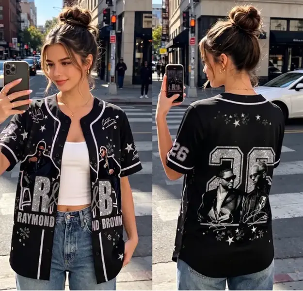 Women’s R&B Graphic Baseball Jersey, Oversized Button Down Streetwear Shirt,The R&B Tour Concert Outfit