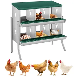 Chicken Nesting Box for Chickens, Two-Tier Metal Chicken Egg Laying Box with Vented Holes, Wall Mount Nest Boxes for Easy Egg Collection,summervibes