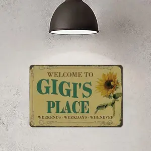 1PC 8x12 Inch GIGI's Place tin sign Vintage Sunflower Metal Sign Welcome to GIGI's Place for Garden & Yard Bar Porch Garage Home Bedroom Kitchen Decor Gift 8 x 12,easy to hang