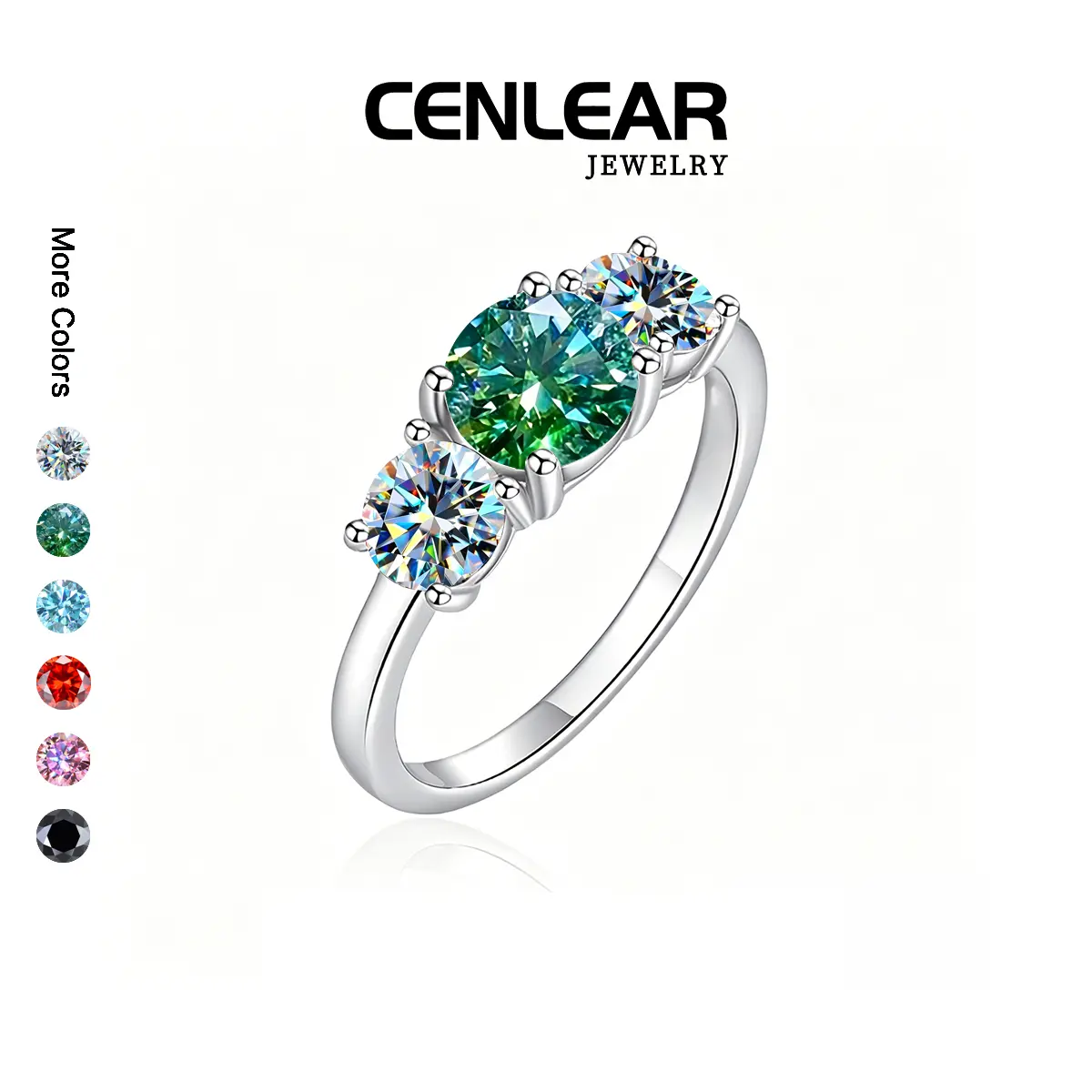 CENLEAR 2-Carat/4-Carat Moissanite 3-Stone Setting Engagement Ring - 18K Gold Plated, Mirror Polished, Hypoallergenic, Exquisite Craftsmanship - Ideal for Birthday, Valentine's Day Gifting