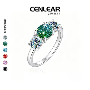 CENLEAR 2-Carat/4-Carat Moissanite Three-Stone Setting Engagement Ring, Exquisite Craftsmanship, 18K Gold Plated, Mirror Polished, Hypoallergenic. A Perfect Birthday Gift, A Great Present For A Date, Or A Valentine'S Day Gift.