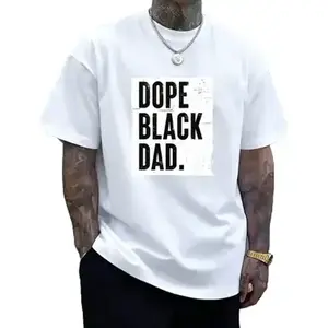 100% Cotton Dope Black Dad New Dad Fathers Day Gift African American Dad T-Shirt, Printed Graphic Tee For Men,  Summer Casual Short Sleeved Men's Tops T-Shirt