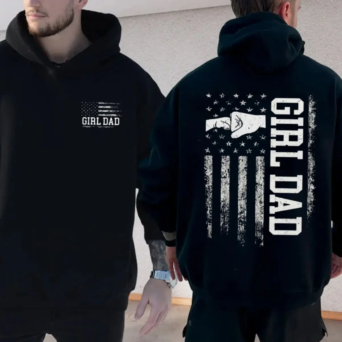 2 Sides Girl Dad Shirt Hoodie, Proud Dad Shirt, Man Of Family Shirt, Gift For Father's Day, Husband, Menswear, Unisex Sweater Pullover Tee