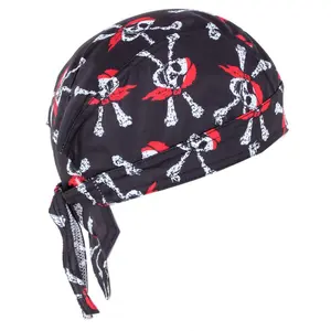 CTM Men's Skull and Crossbones Biker Cap by Wootie, Du Rags
