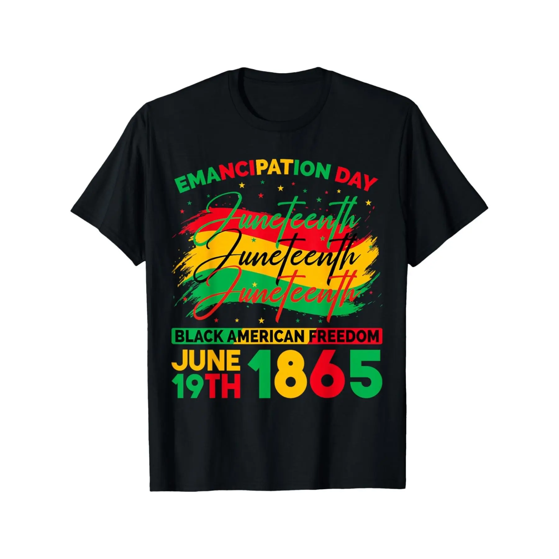 Men's Classic Juneteenth Freedom Theme Pure Cotton Round Neck Short-Sleeve Casual T-Shirt - Thick, Soft, Breathable Relaxed Cut Menswear Top, Foldable Streetwear Fabric for Travel, Daily Wear (XXL)
