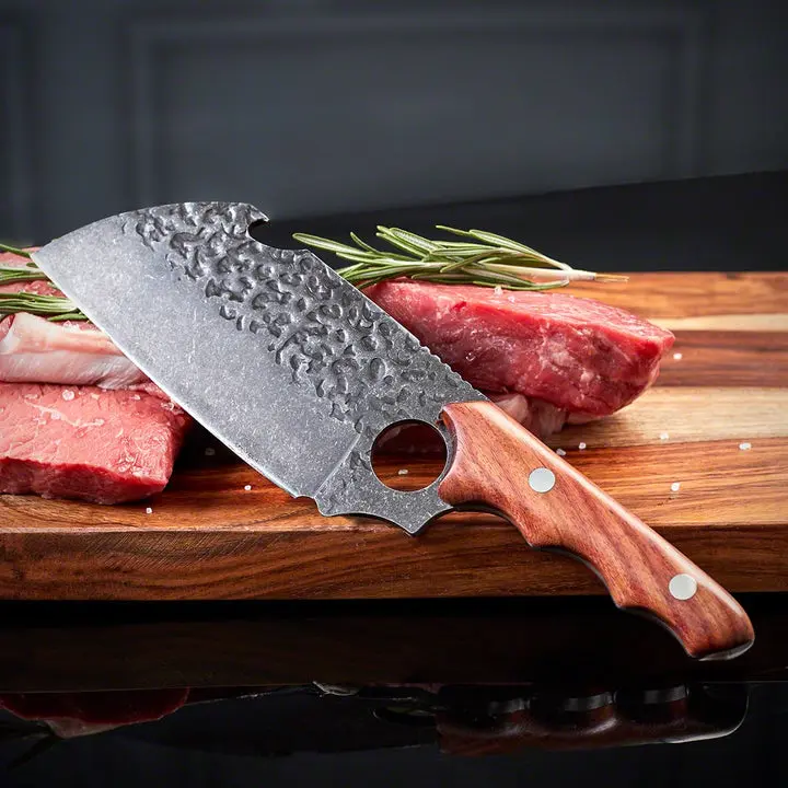 Personalized Steel Blade Kitchen Cleaver with Built-In Bottle Opener for Bold Culinary Use