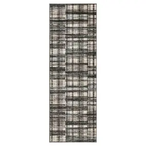 2 x 6 ft Polyester Green Brown Rectangular Hallway Entryway Bathroom Kitchen Geometric Checkered Modern Machine Washable Runner Rug-C