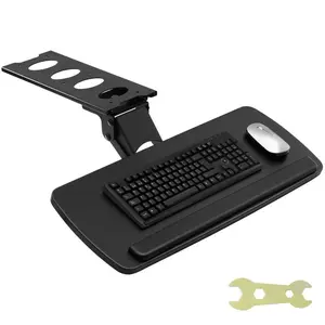 Keyboard Tray under Desk Adjustable Height, Height and Angle Adjustable under Desk Keyboard Tray Slide out, Large 25x9.8 inch Keyboard Holder under Desk for Typing in Home, Office Work