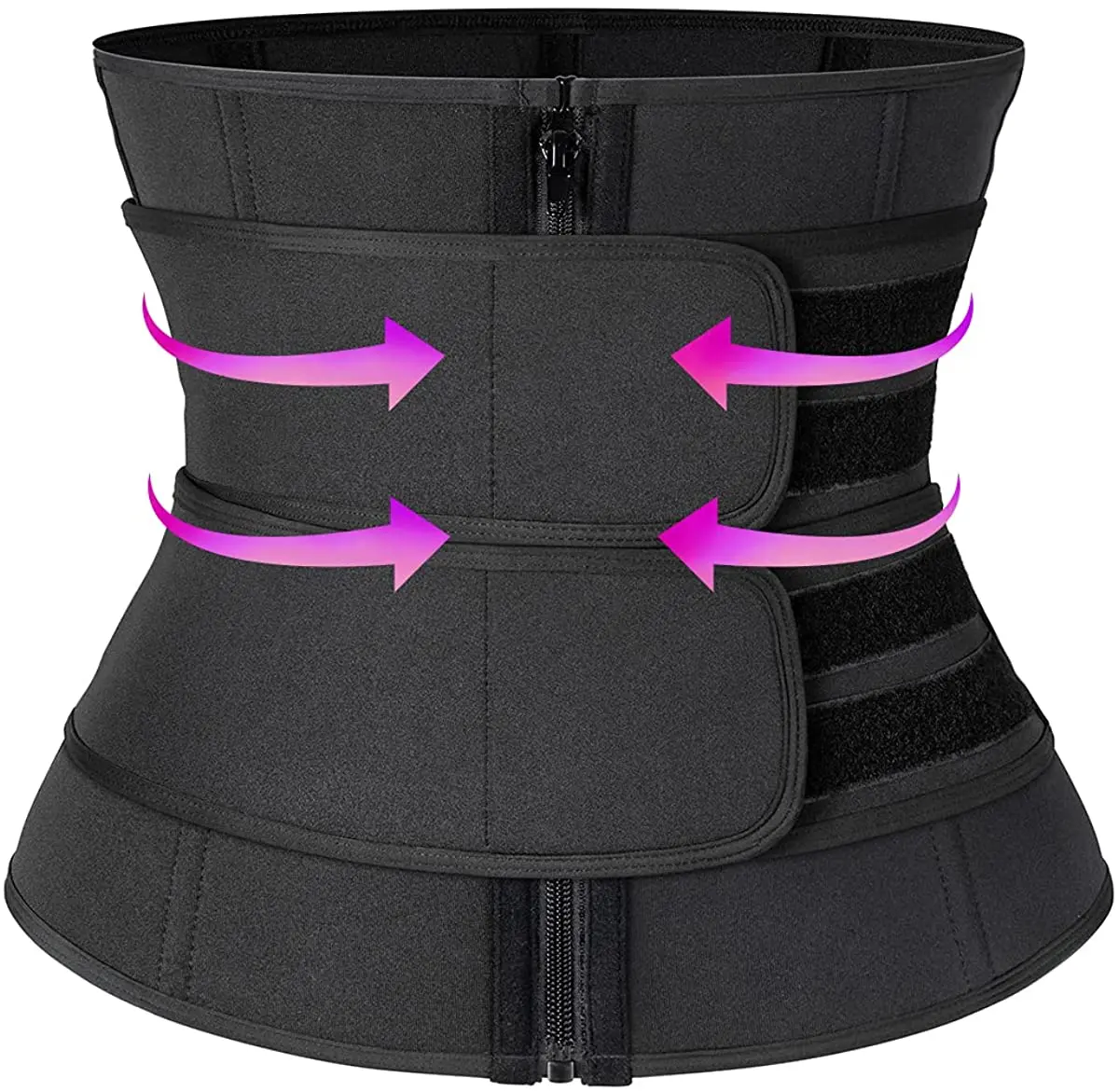 Menswear Sweat Sauna Waist Trainer Belt Body Shaper Cincher Zipper Bands Tummy Control Workout Sports Girdle for Gym Shapewear Workout Fitness Trimmer Compression Fabric Neoprene